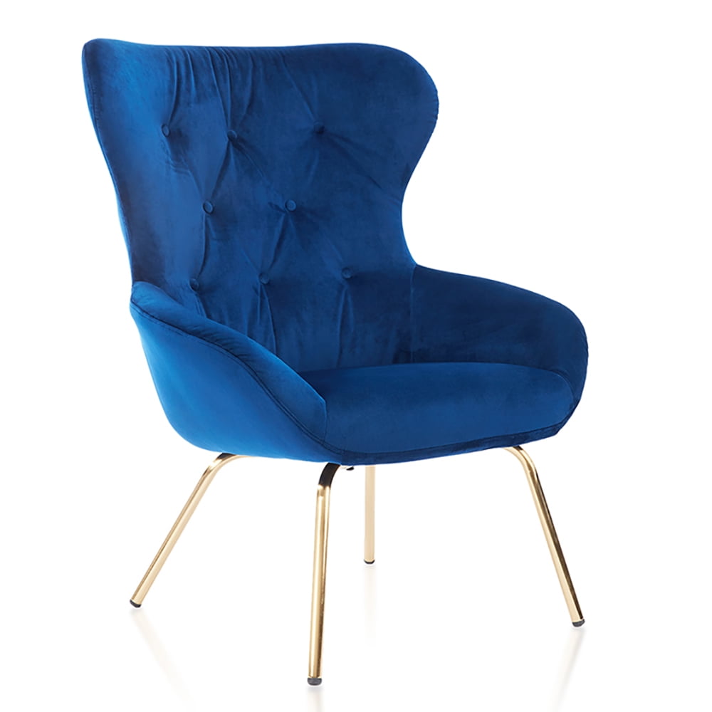 Furniture of America Jica Indoor Tufted Wingback Armchairs & Accent Chairs, Blue and Gold