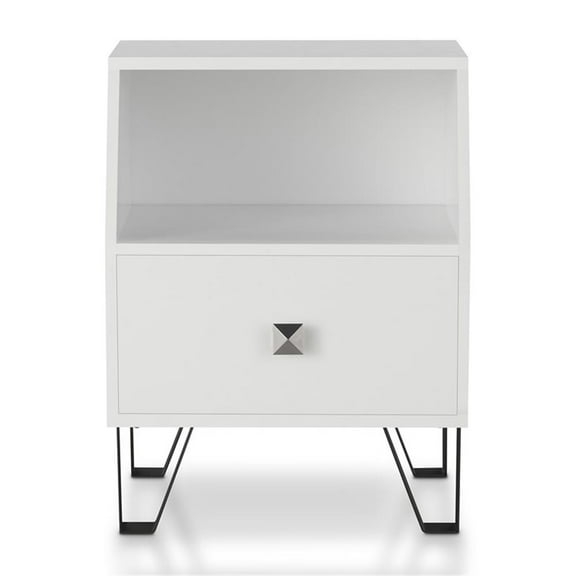 Furniture of America Jilah Modern Wood Storage End Table in White