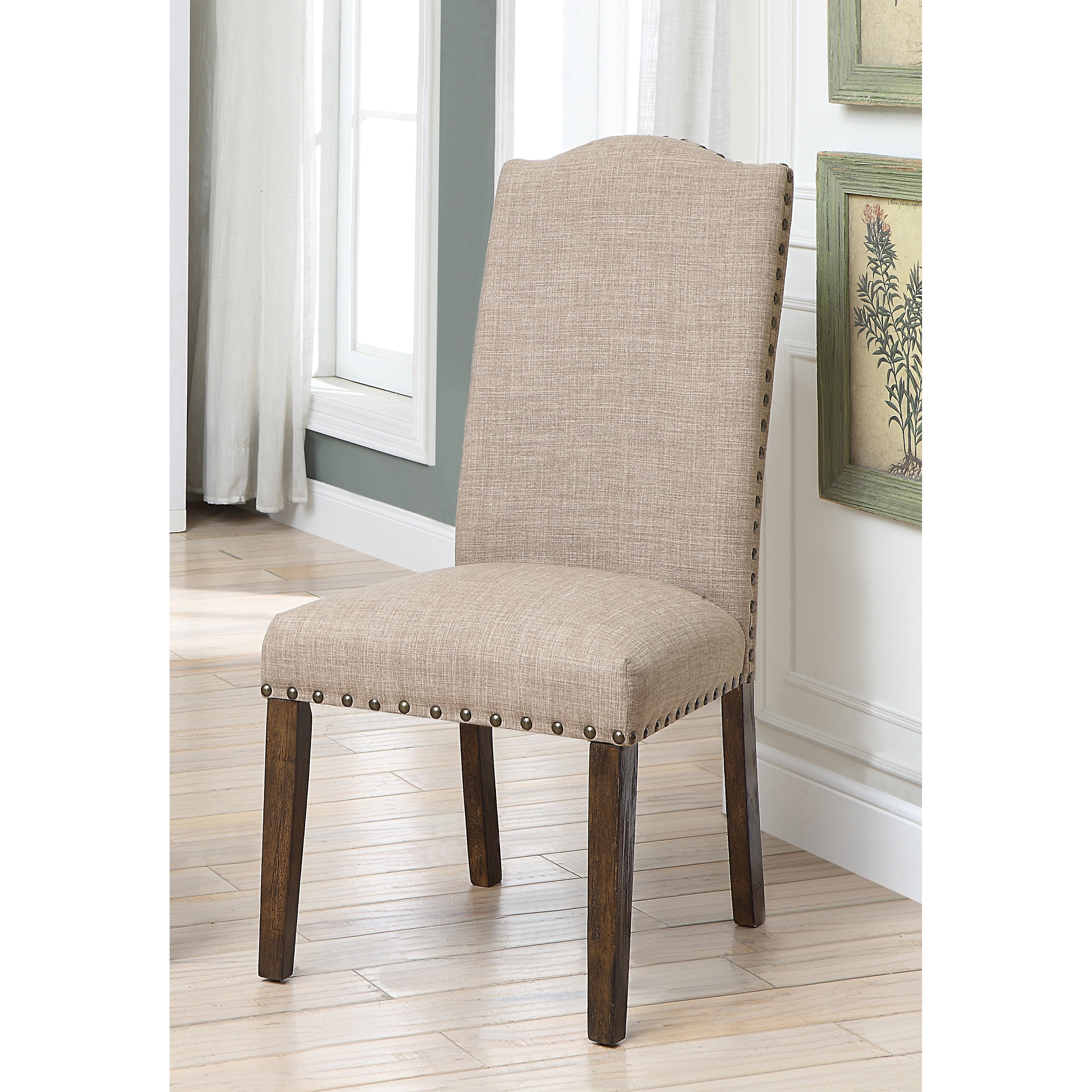 Furniture of America Joan Upholstered Dining Chairs - Set of 2, Brown