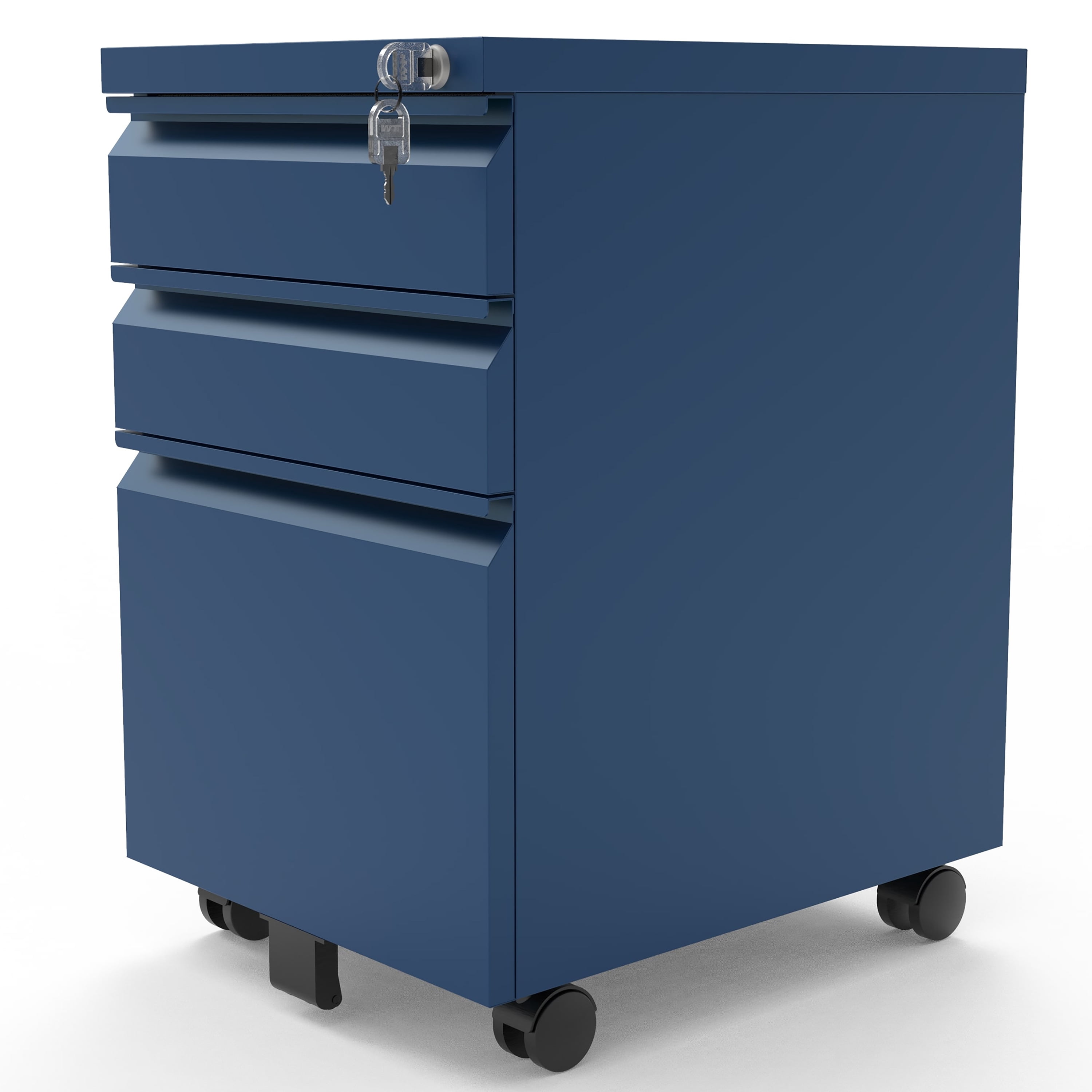 Furniture of America Johns Metal Lockable File Cabinet, Navy Blue