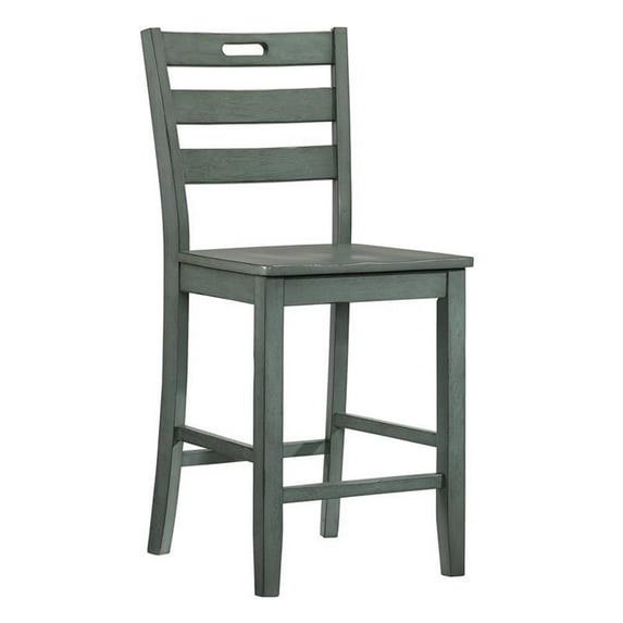 Furniture of America Jolines Wood Counter Height Chair in Green (Set of 2)