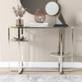 thumbnail image 1 of Furniture of America Jolle 2-Shelf Waterfall Pattern Glass Top and Chrome Sofa Table, 1 of 7
