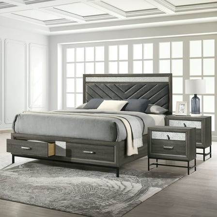 Furniture of America Joolen Wood Gray 3-Piece King Bedroom Set