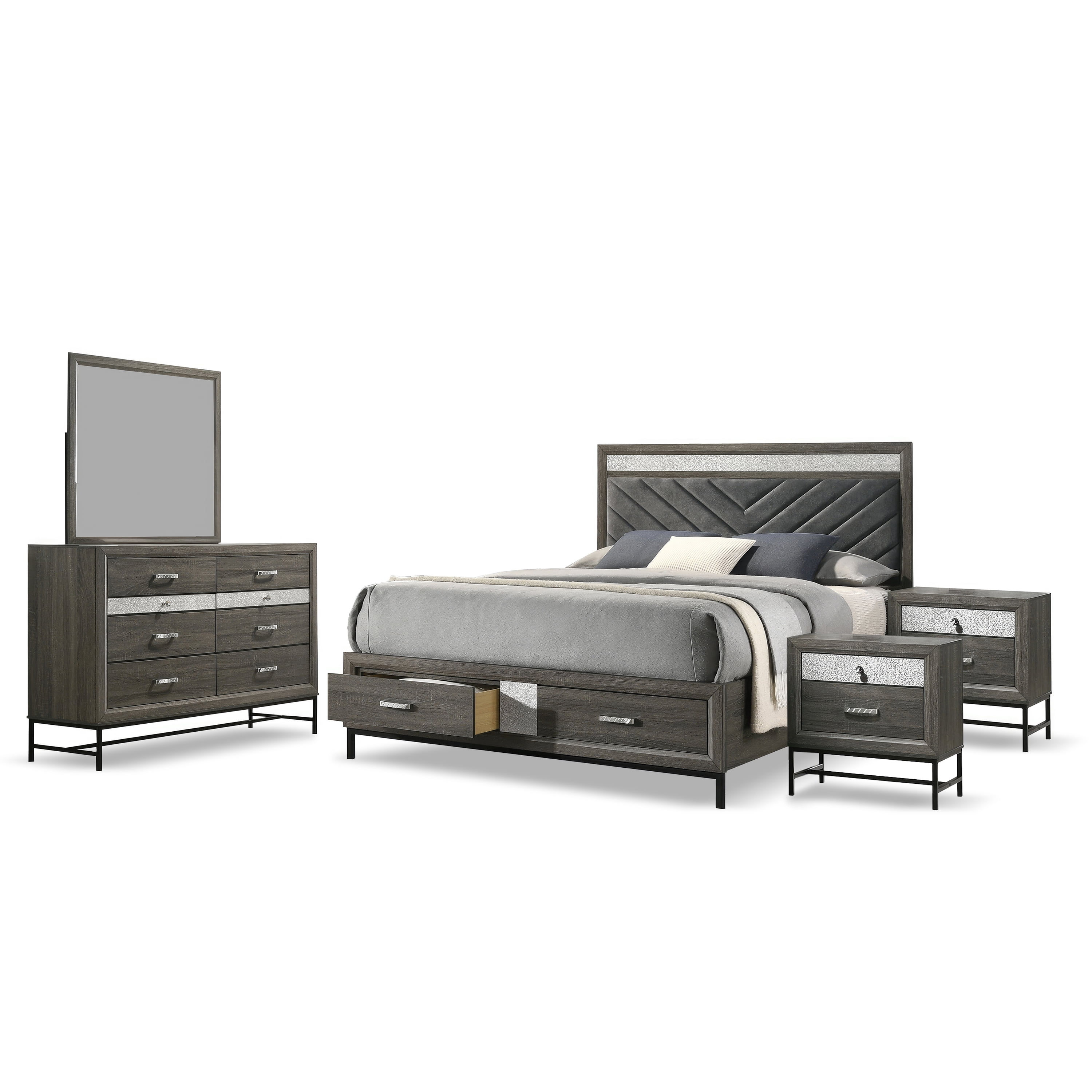 Furniture of America Joolen Wood Gray 5-Piece Full Bedroom Set