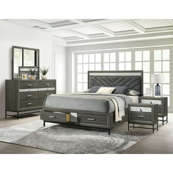 Furniture of America Joolen Wood Gray 5-Piece King Bedroom Set