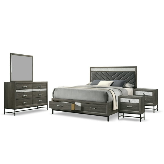 Furniture of America Joolen Wood Gray 5-Piece Queen Bedroom Set