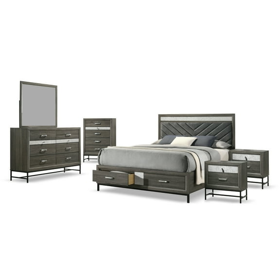 Furniture of America Joolen Wood Gray 6-Piece Queen Bedroom Set
