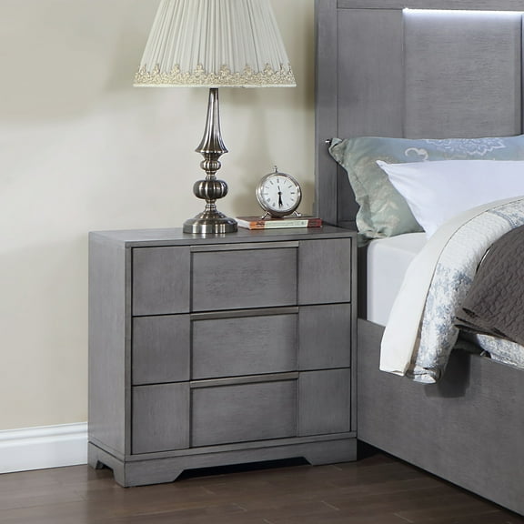 Furniture of America Jorma 3-Drawer Wood Adult Nightstand, Gray