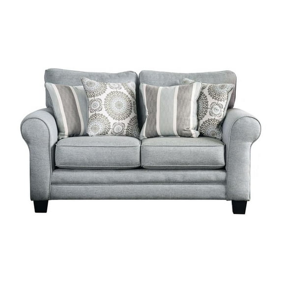 Furniture of America Joyce Transitional Fabric Upholstered Loveseat in Blue Gray