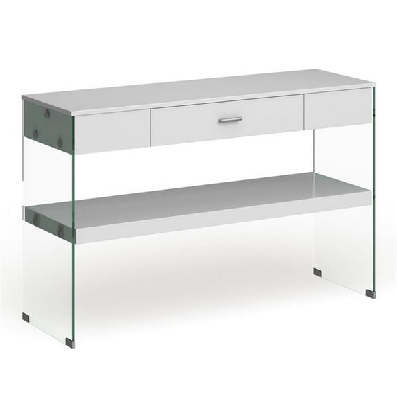 Furniture of America Juka Contemporary Wood Storage Console Table in White