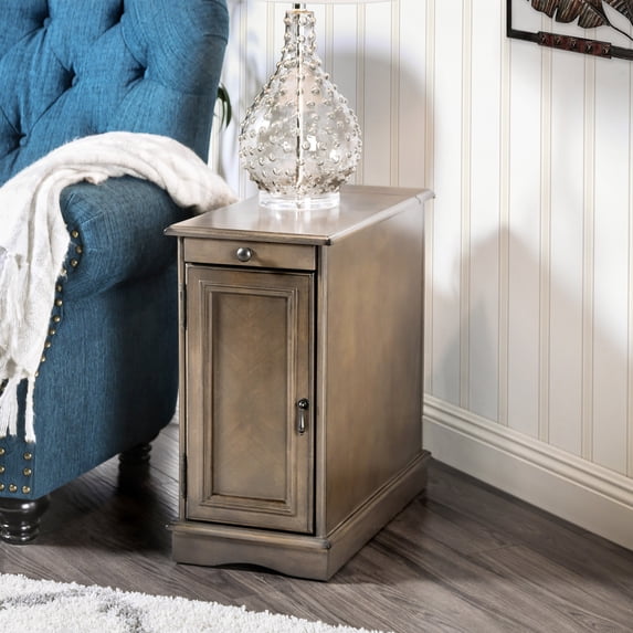 Furniture of America Julene Storage End Table with USB, Gray