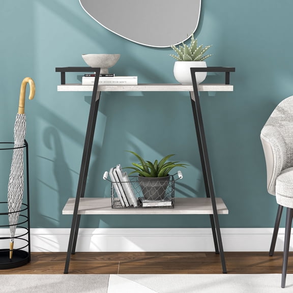 Floris 1-Shelf Wood White Oak Console