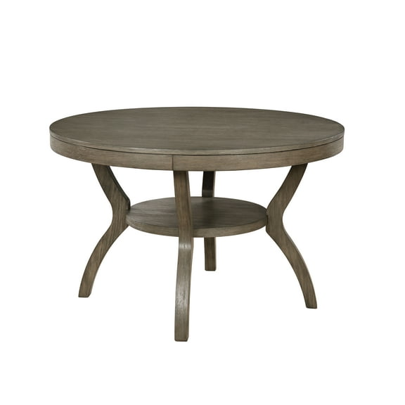Furniture of America Juniper Bottom Shelf Round Wood Dining Table, Gray