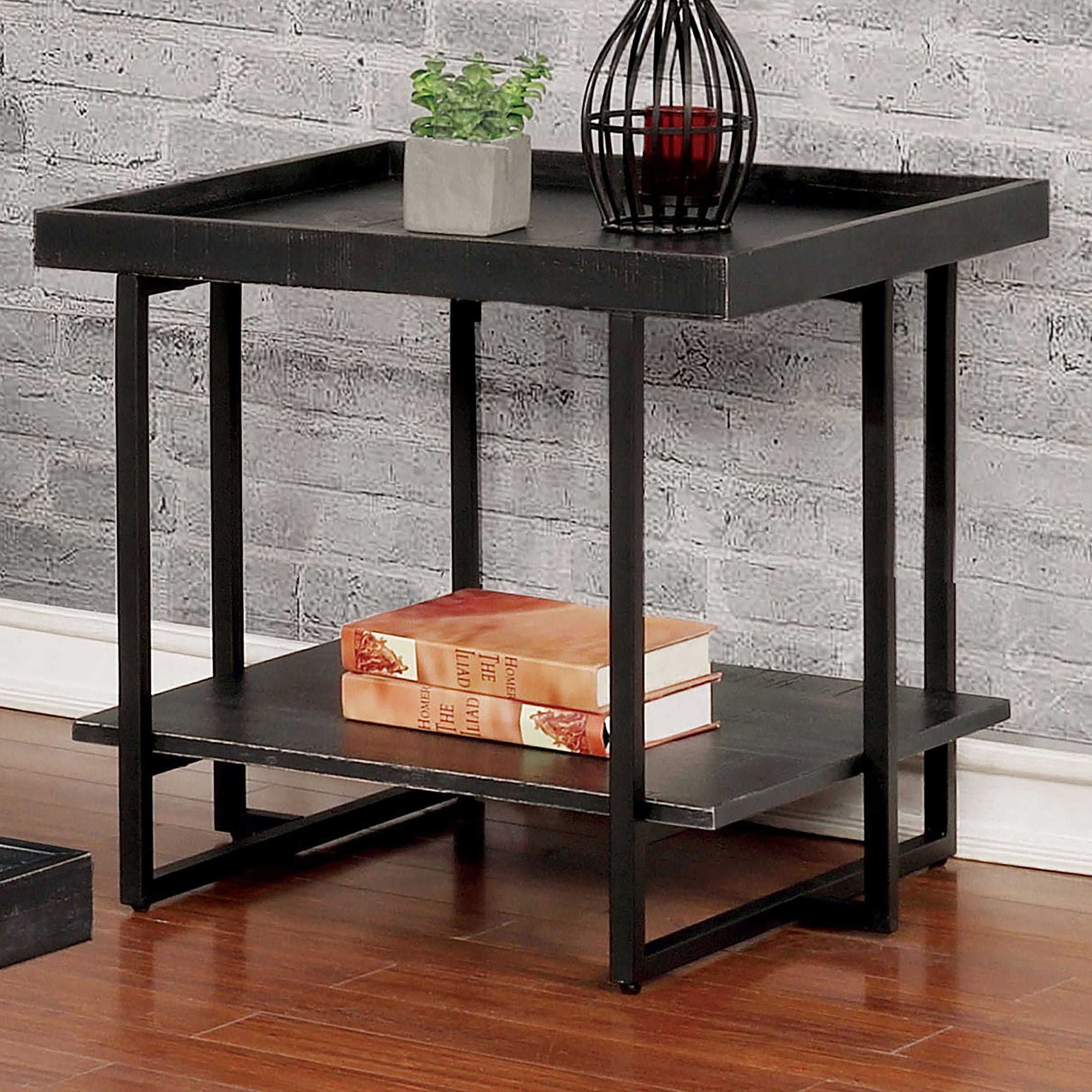 Furniture of America Jure 1-Shelf End Table, Black