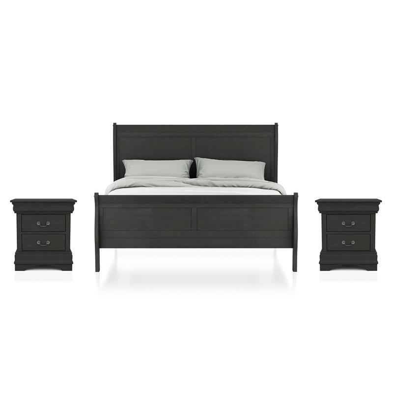 Furniture of America Jussy 3pc Gray Wood Bedroom SetQueen + 2