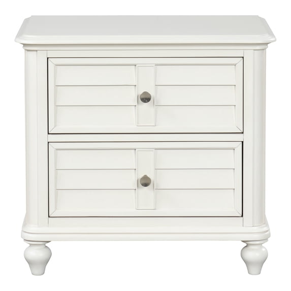 Furniture of America Kaela Coastal 2-Drawer Solid Wood Adult Nightstand, White