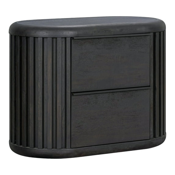Furniture of America Kaelin Modern Fluted and Rounded 2-Drawer Nightstand, Black
