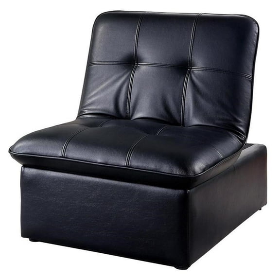 Furniture of America Kamala Faux Leather Tufted Futon Chair in Black