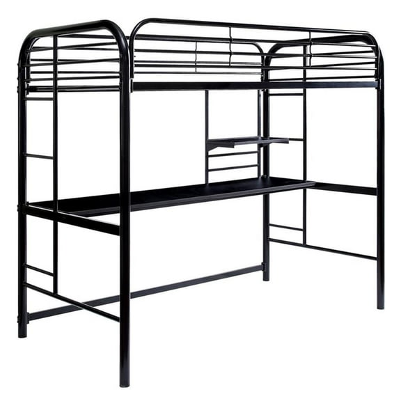 Furniture of America Kandice Metal Twin over Workstation Bunk Bed in Black