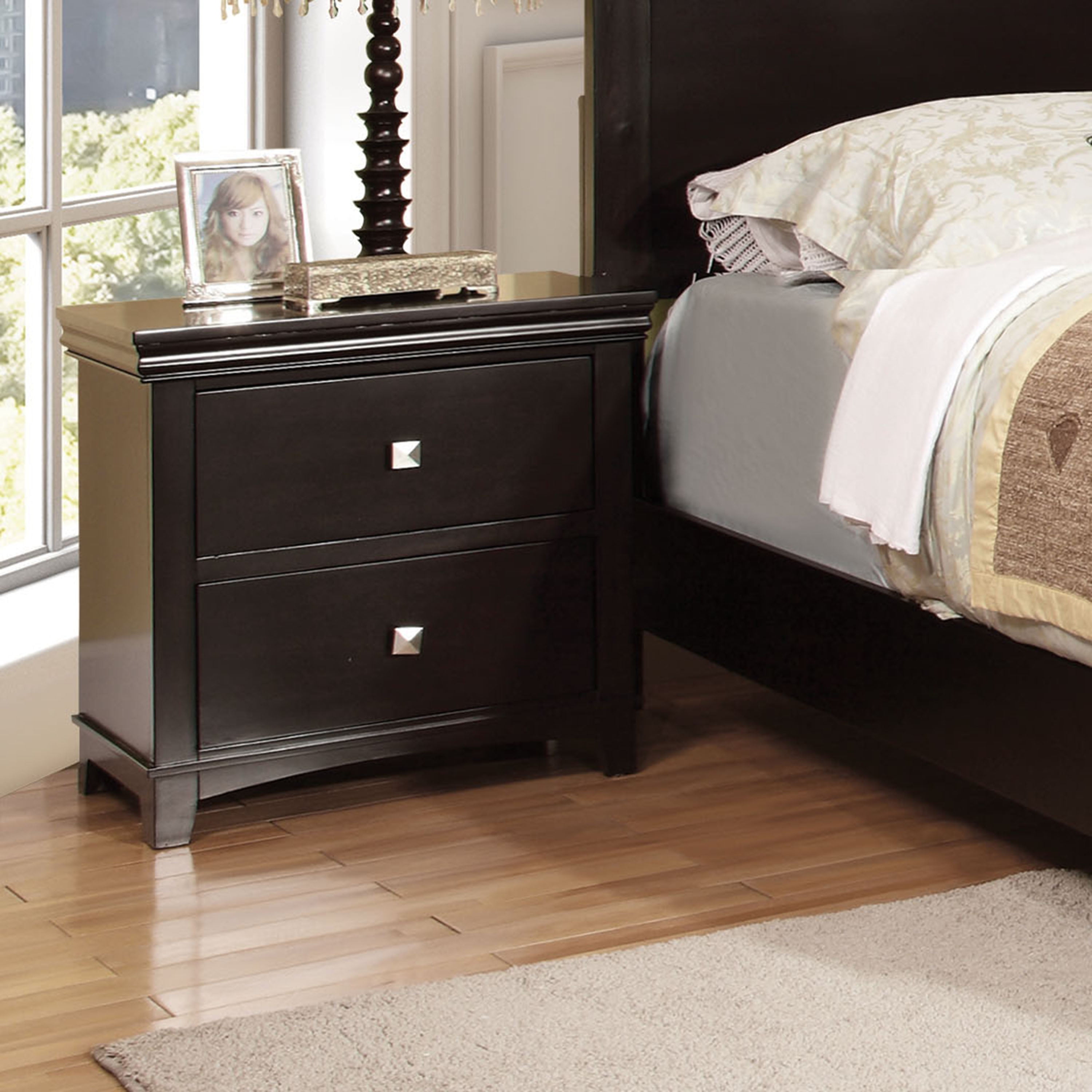 Furniture of America Katherine Nightstand with 2 Drawer Espresso