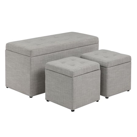 Furniture of America Katia Fabric Storage Bench with Ottoman in Beige