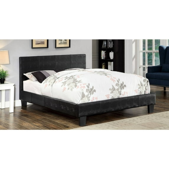 Furniture of America Kaye Modern Crocodile Skin Leatherette Twin Bed, Black