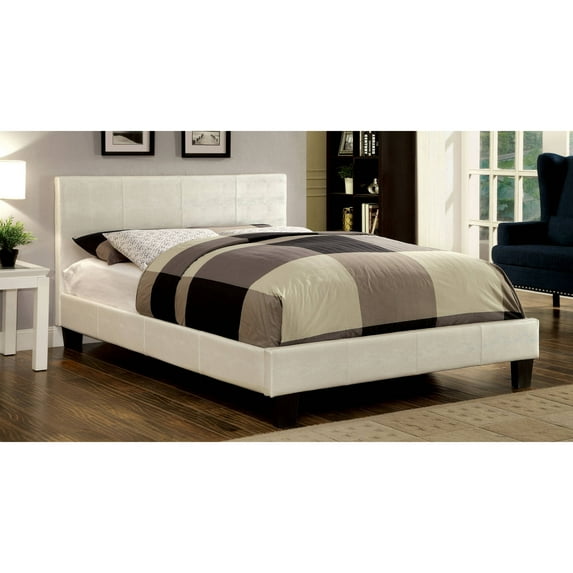 Furniture of America Kaye Wood Platform Bed, California King, Pearl White