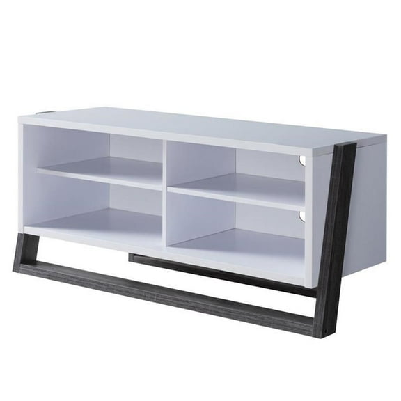 Furniture of America Kente Contemporary Wood 4-Shelf TV Stand in Distressed Gray