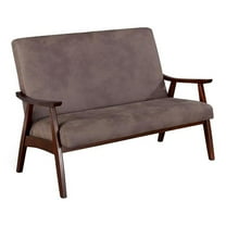 Furniture of America Kikee Faux Leather Cushioned Loveseat Bench in Brown