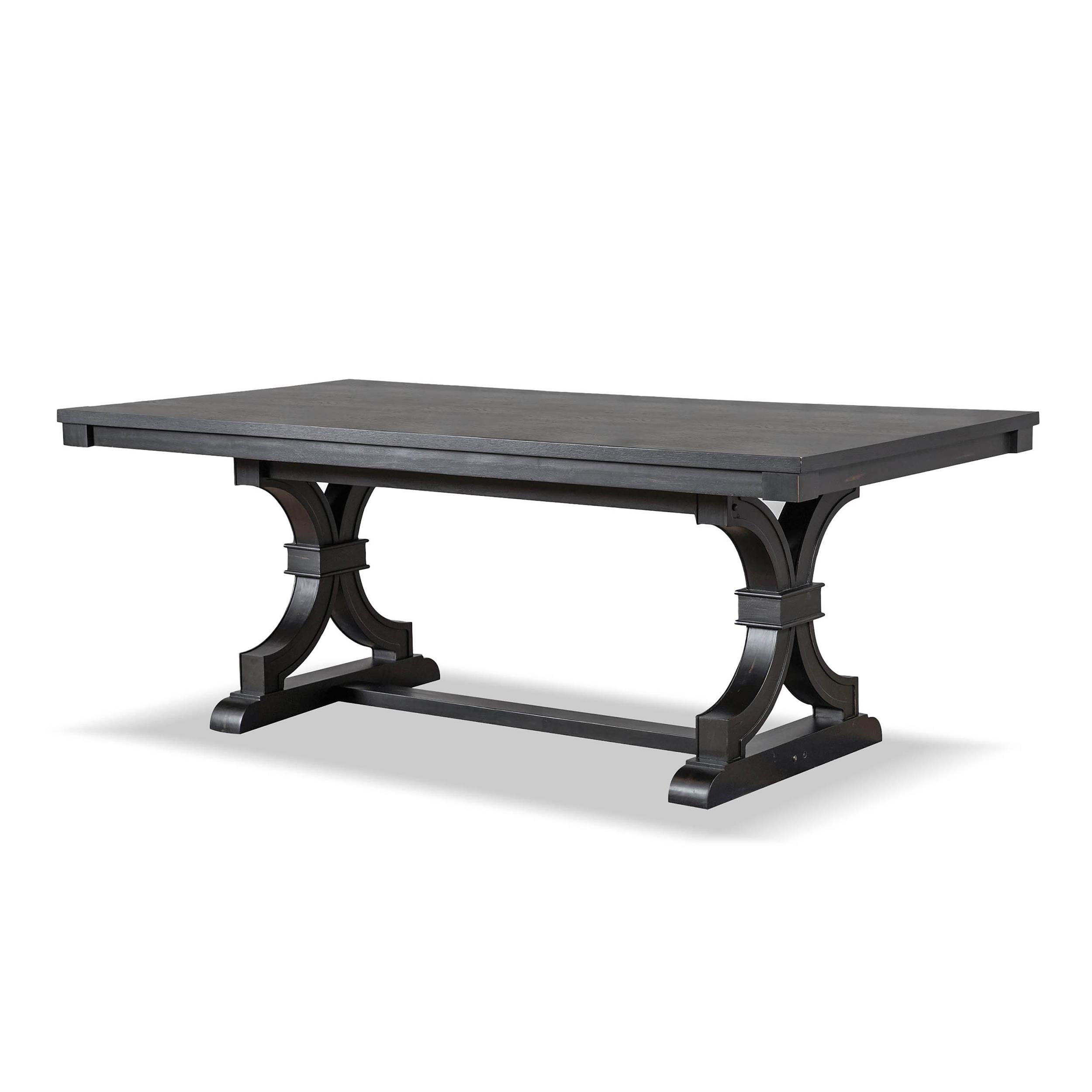 Black Solid Wood Farmhouse Rectangular Dining Table, 79"