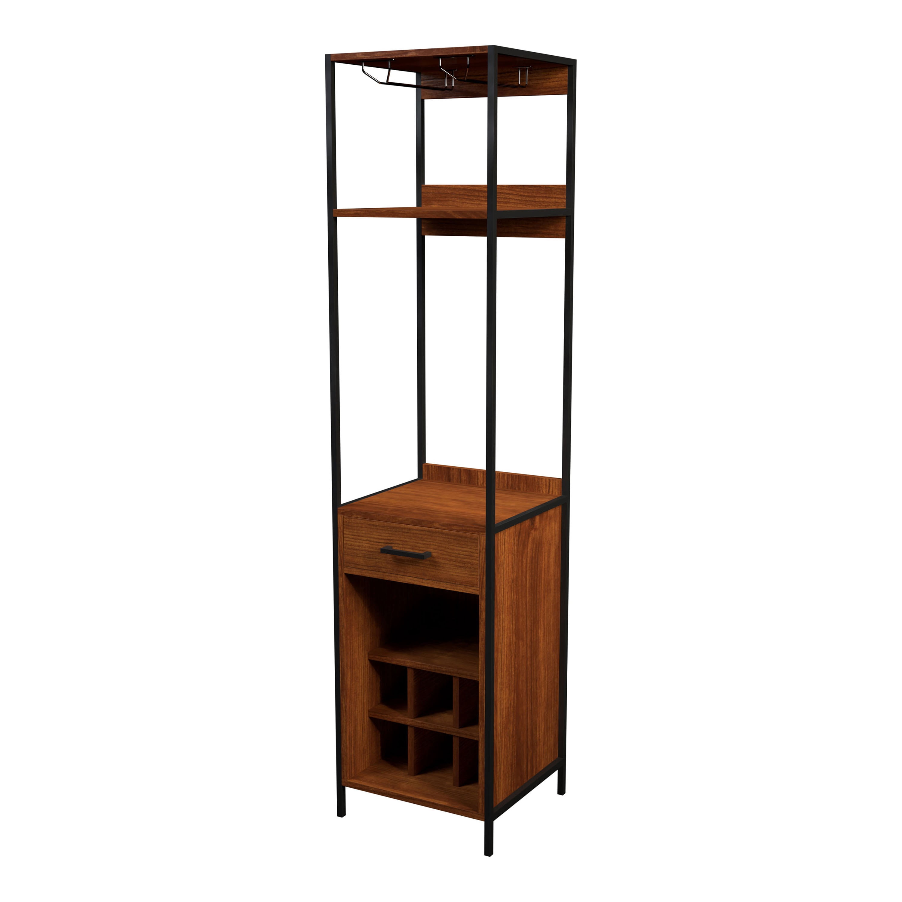 Furniture of America Klep 3-Tier Display Shelf, Natural and Sandy Black