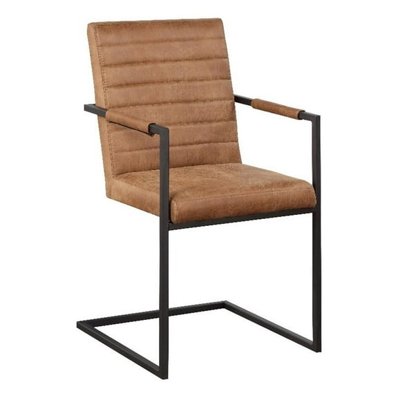 Furniture of America Knolt Fabric Upholstered Armchair in Brown (Set of 2)