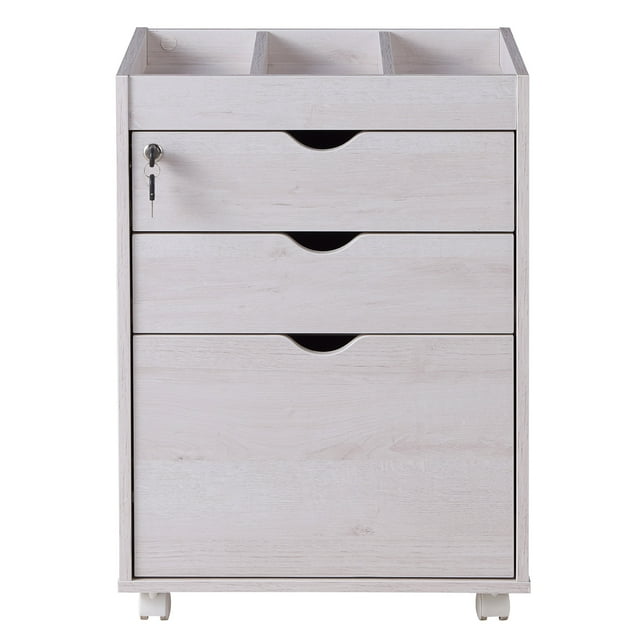 Furniture of America Knott Lockable File Cabinet, White Oak