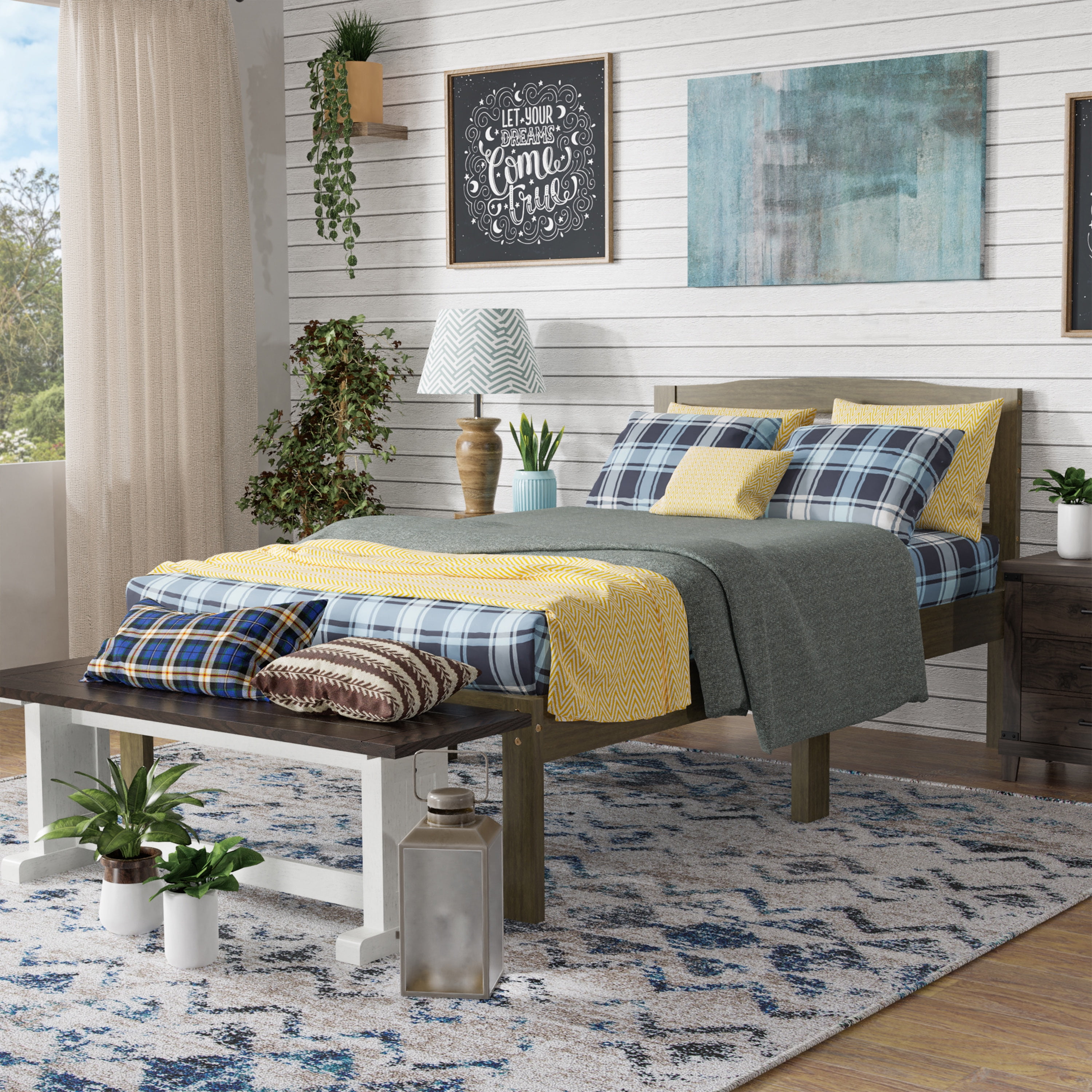 Furniture of America Knott Mattress Ready Wood Brushed Gray Twin Kids Bed