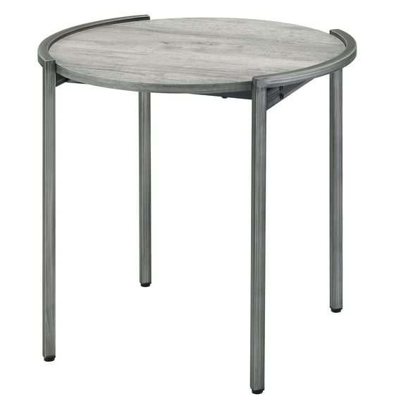 Furniture of America Knott Round End Table, Light Gray