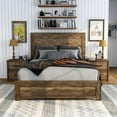 thumbnail image 1 of Furniture of America Kodo 3pc Walnut Wood Bedroom Set - Queen + 2 Nightstand, 1 of 13