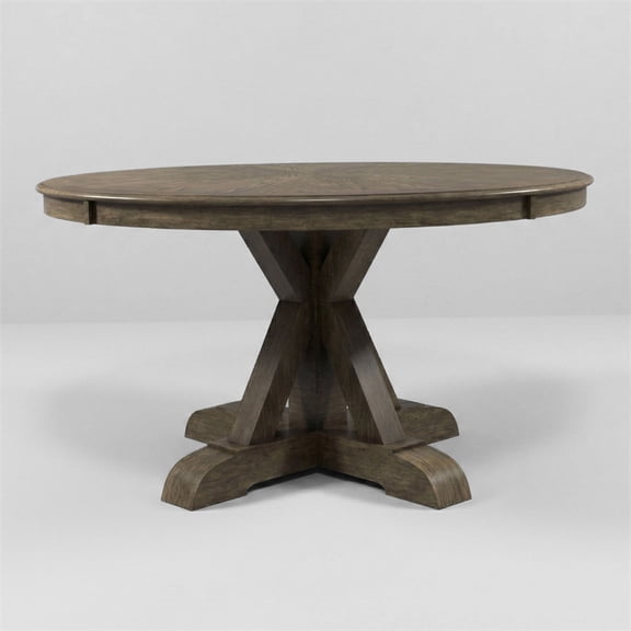 Furniture of America Kora Round Trestle Dining Table in Light Oak