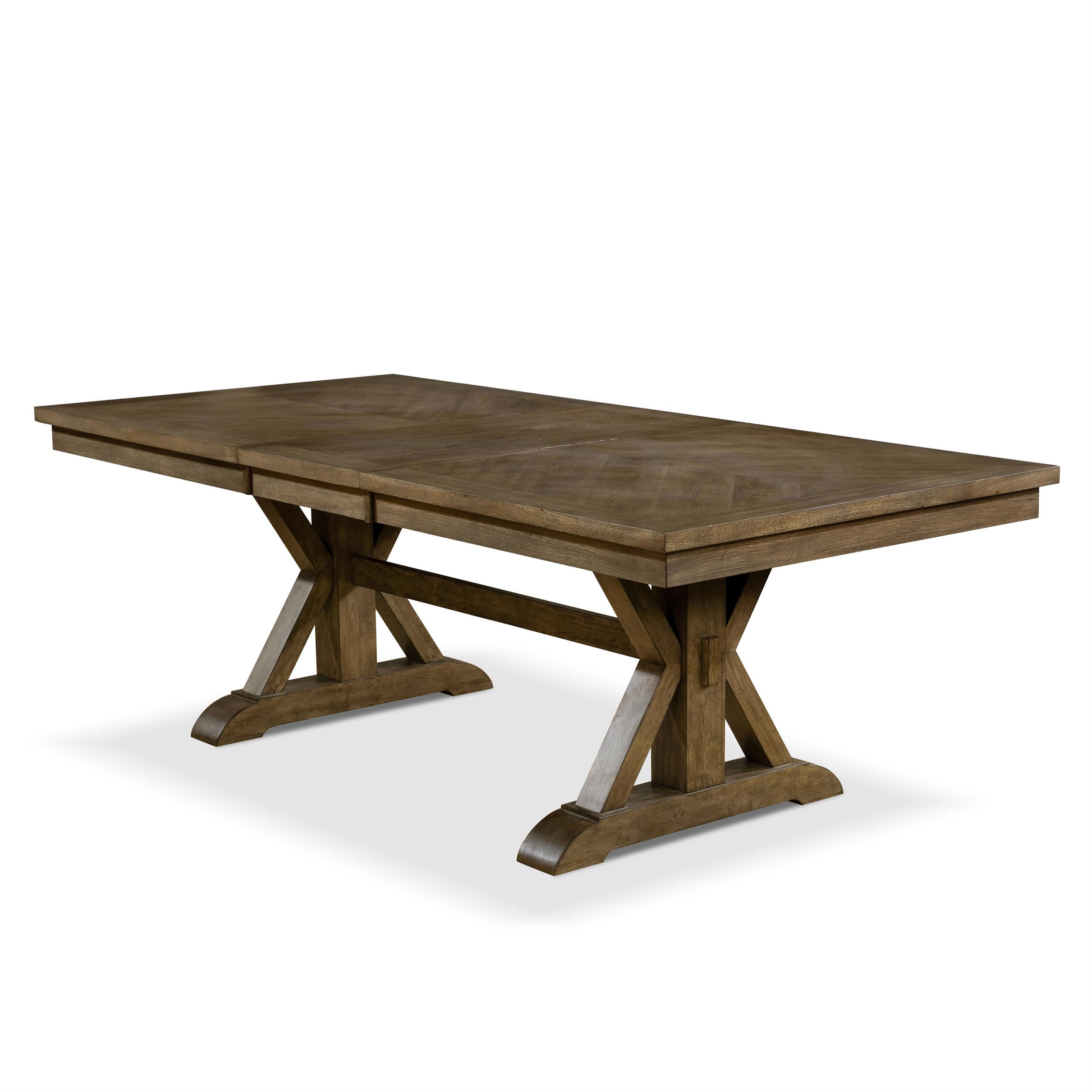 Light Oak Reclaimed Wood Extendable Farmhouse Dining Table