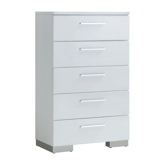 Furniture of America Krister Wood 5-Drawer Chest, Glossy White