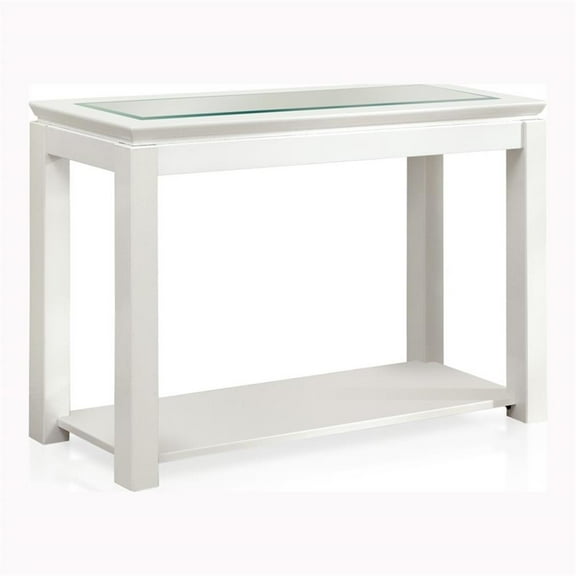 Furniture of America Kristof Wood 1-Shelf Console Table in Glossy White
