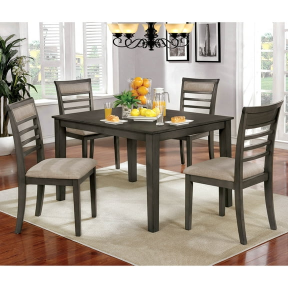 Furniture of America Kroll Wood Weathered Gray 5-Piece Dining Table Set