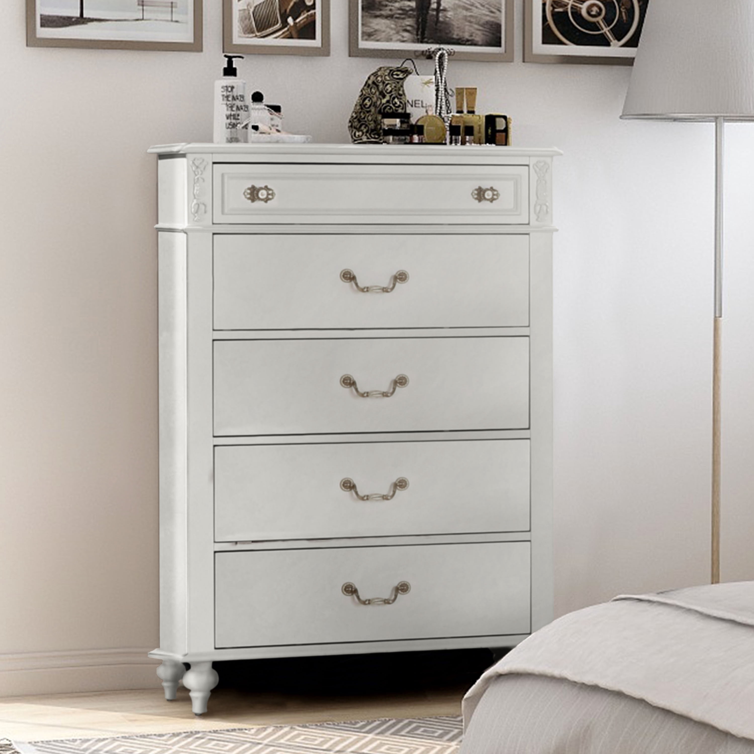 Furniture of America Kylee 5-Drawer Wood White Kids Chest