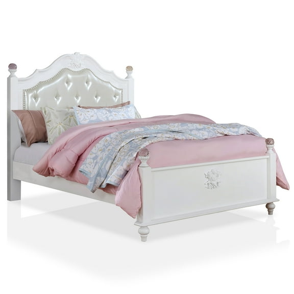 Furniture of America Kylee Traditional Tufted Panel Bed, Twin, White