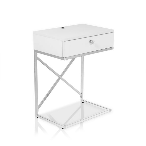 Furniture of America Kylie Modern Wood 1-Drawer End Table in Glossy White