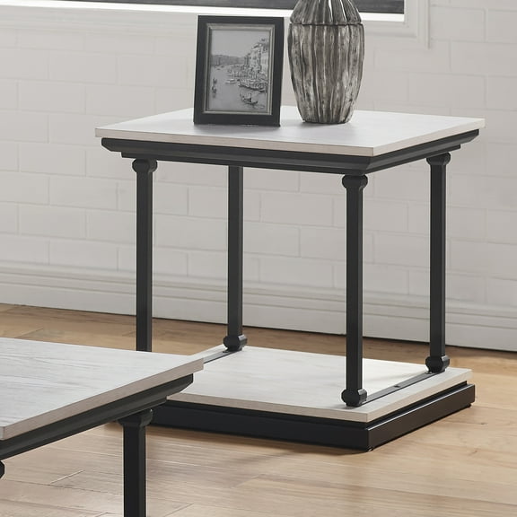 Furniture of America Laem 1-Shelf End Table, Antique White