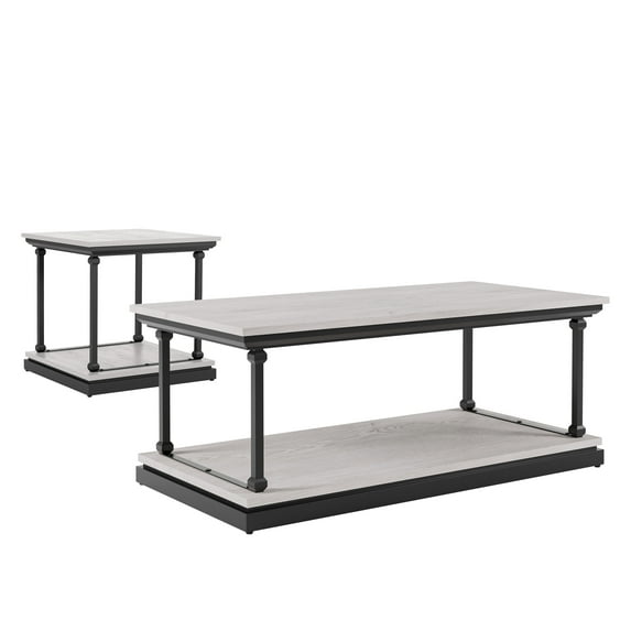 Furniture of America Laem 2-Piece Coffee Table Set, Antique White