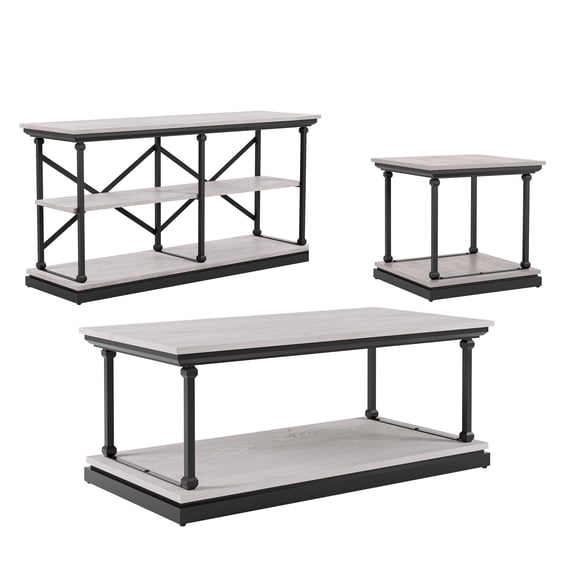 Furniture of America Laem 3-Piece Coffee Table Set, Antique White