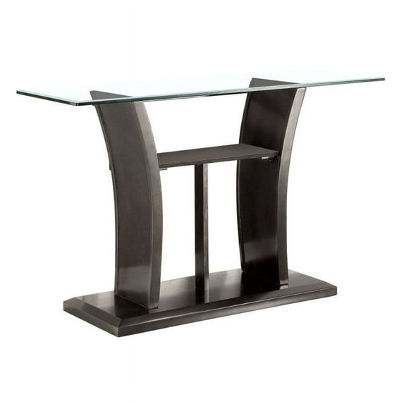 Furniture of America Lantler Contemporary Glass Top Console Table in Gray