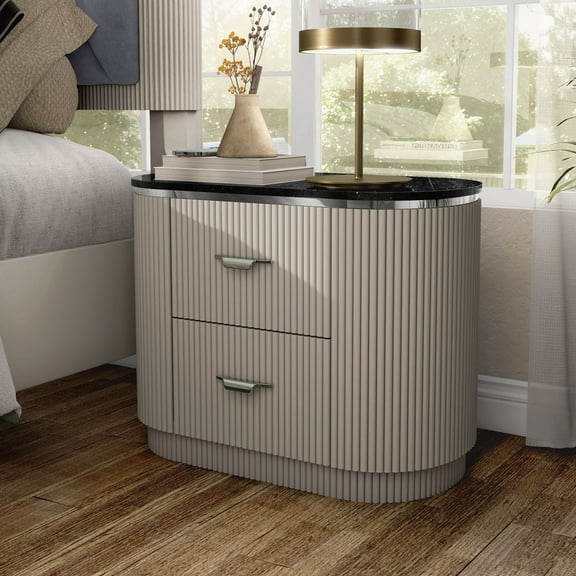 Furniture of America Laral Adult Modern 2-Drawer Nightstand, Light Gray