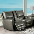 thumbnail image 1 of Furniture of America Larchvale Leather Gray Power Reclining Loveseat with USB Port, Cup Holders, 1 of 9